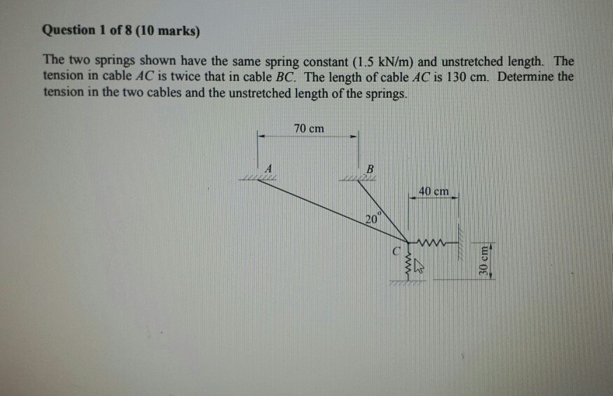 Solved Question 1 of 8 (10 marks) The two springs shown have | Chegg.com