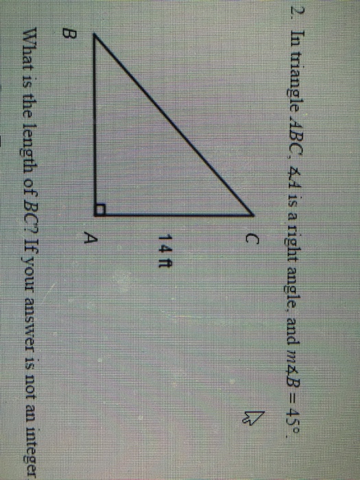 Solved In triangle ABC, A is a right angle, and Mb=45°What