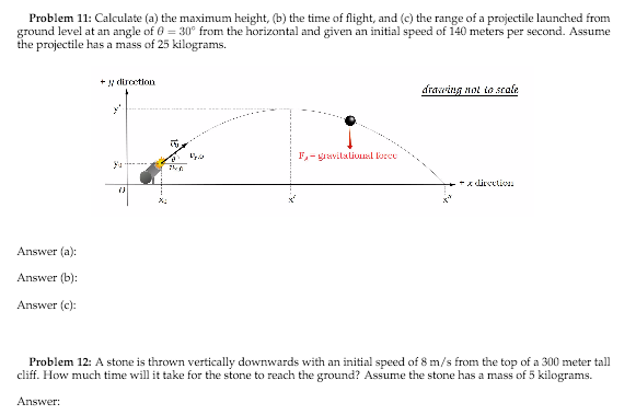 Solved Problem 11: Calculate (a) The Maximum Height, (b) The | Chegg.com