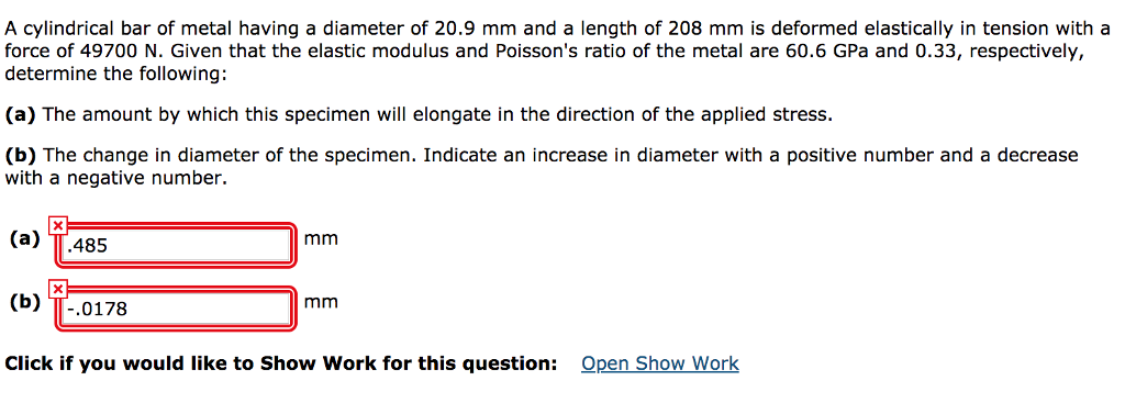 Solved A Cylindrical Bar Of Metal Having A Diameter Of 20 9 Chegg