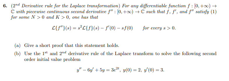 Solved 6. (2nd Derivative rule for the Laplace | Chegg.com