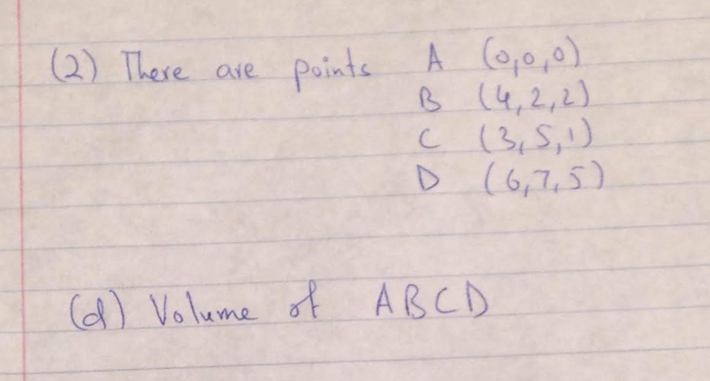 Solved There are four points A (0, 0, 0) B(4, 2, 1) C(3, | Chegg.com