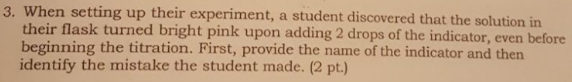 Solved 3. When setting up their experiment, a student | Chegg.com