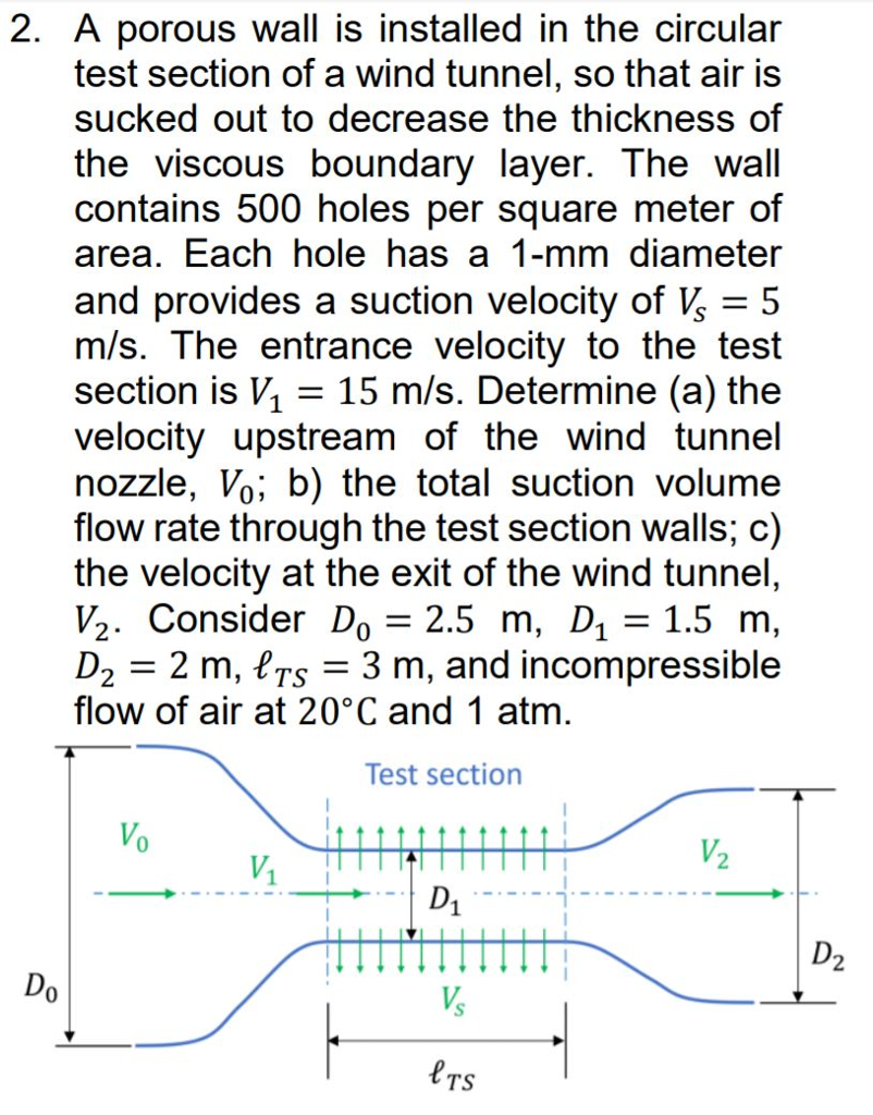 Solved 2. A porous wall is installed in the circular test | Chegg.com