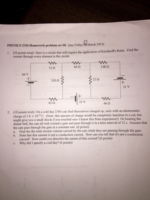 Solved PHYSICS 2326 Homework Problem Set III 1. (30 Points | Chegg.com