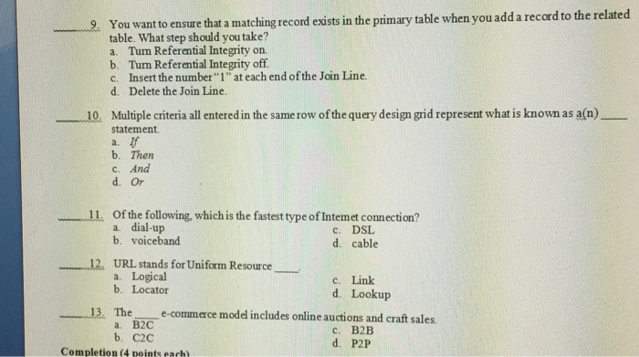Solved You Want To Ensure That A Matching Record Exists In Chegg