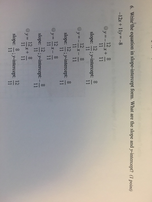 write 12x 4y 36 in slope intercept form y x −