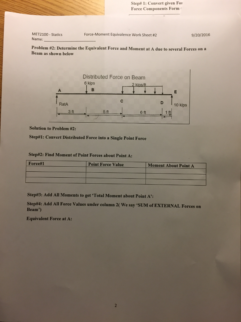 Solved Determine the Equivalent Force and Moment at A due to | Chegg.com