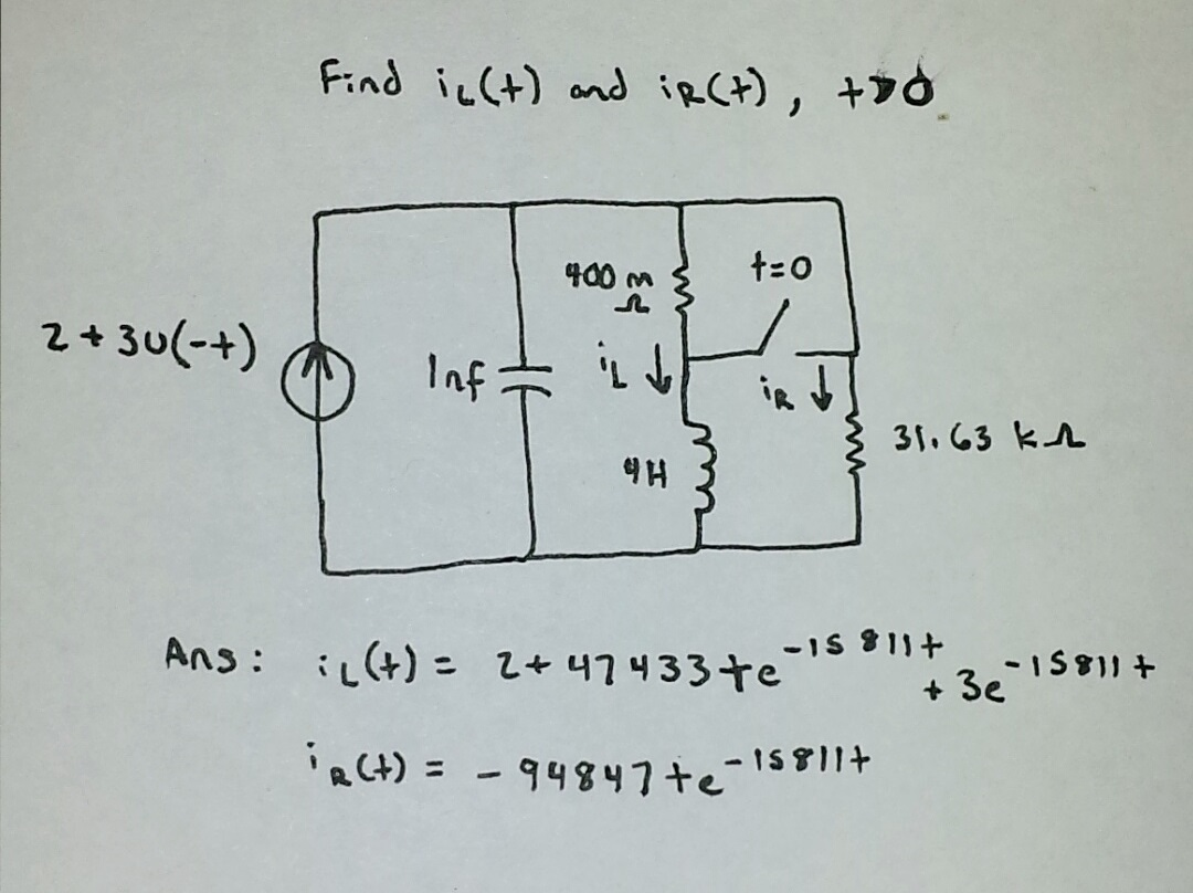 Solved Find iL(t) and iR(t) at t>0 Answers are given below | Chegg.com