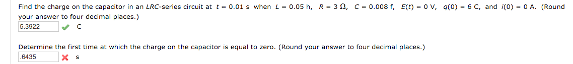 Solved Find the charge on the capacitor in an LRC-series | Chegg.com