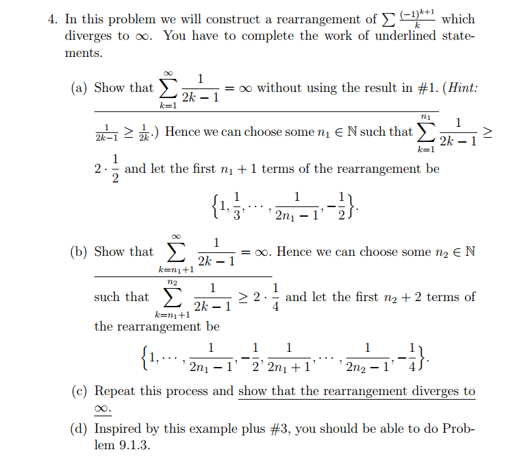 In this problem we will construct a rearrangement of | Chegg.com