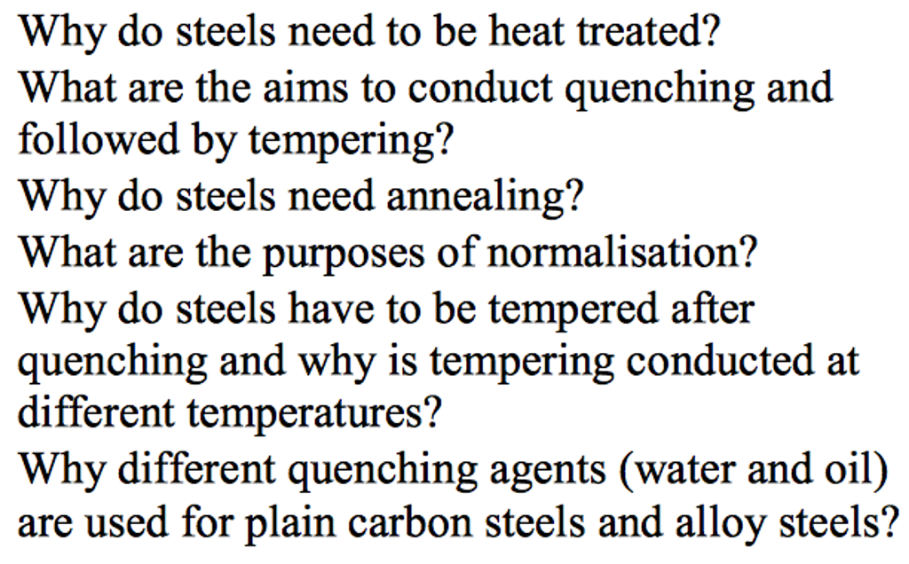 Solved Why do steels need to be heat treated? What are the