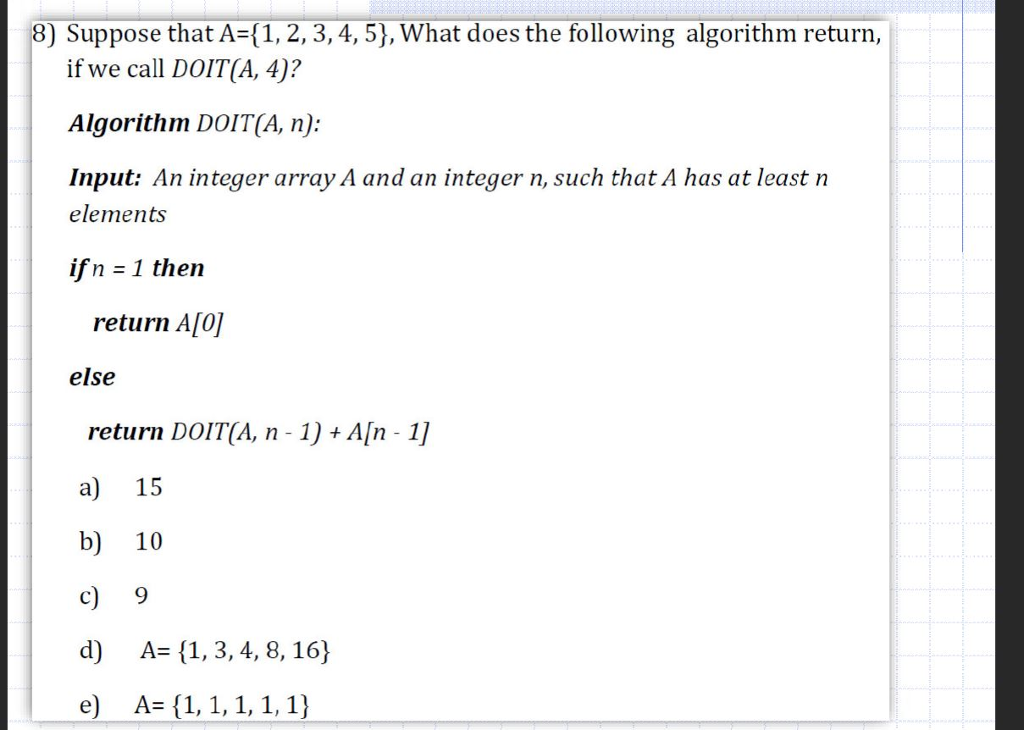 Solved Which item is correct about the following recursive | Chegg.com