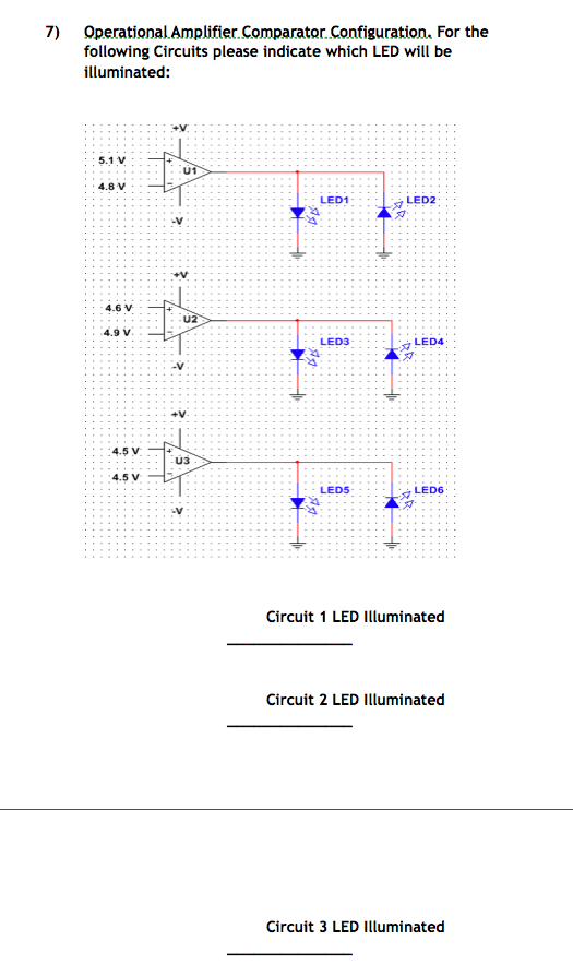 Solved 7) Operational Amplifier Comparator Contiguration For
