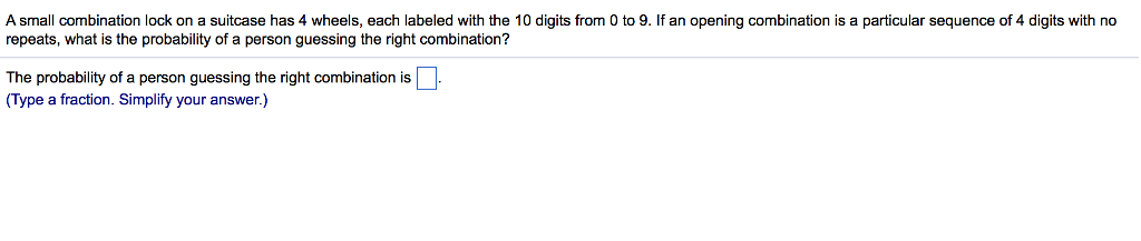 Solved A small combination lock on a suitcase has 4 wheels, | Chegg.com