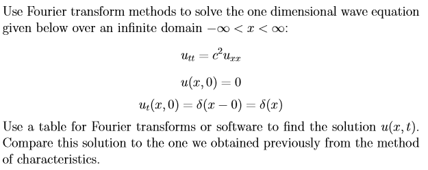 solution of one dimensional wave equation by fourier transform