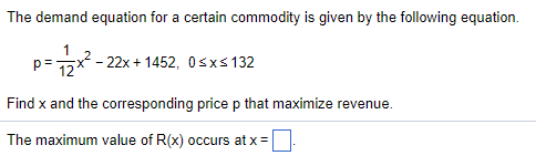 Solved The demand equation for a certain commodity is given | Chegg.com