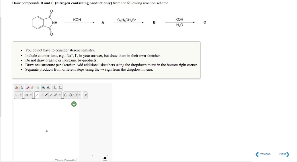 Solved Draw compounds B and C (nitrogen containing product | Chegg.com