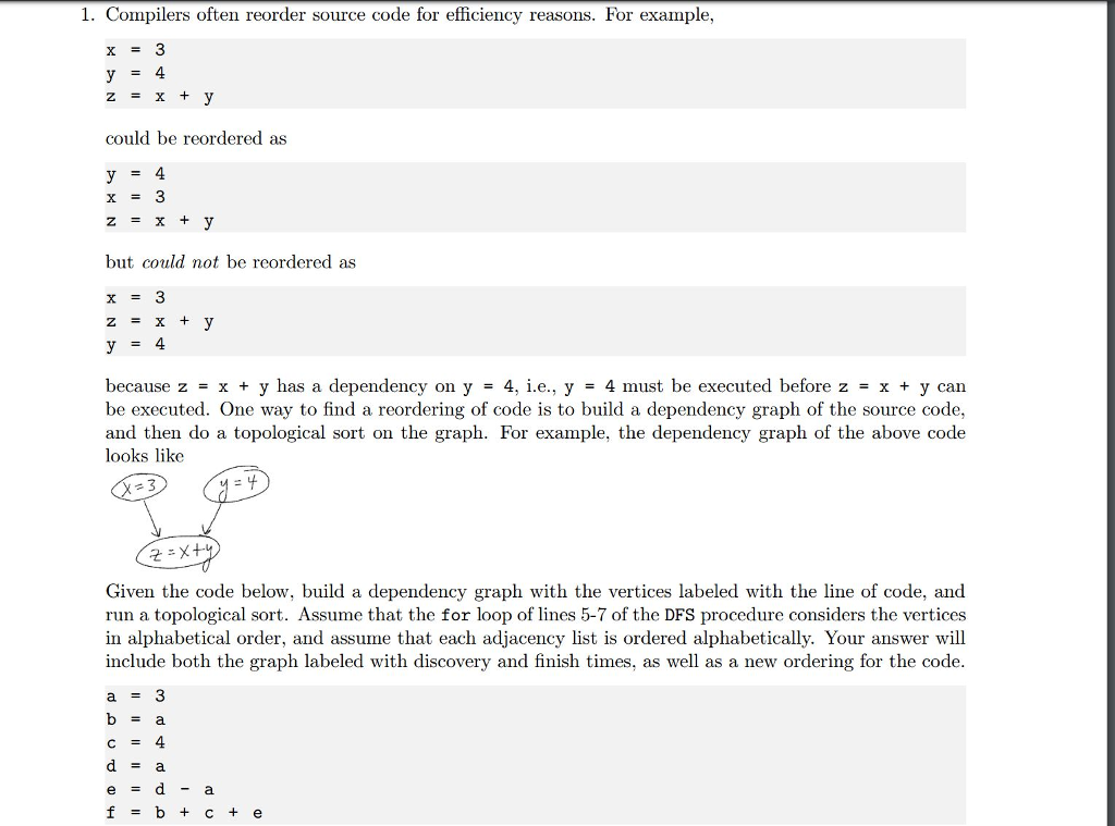 Solved Compilers often reorder source code for efficiency | Chegg.com