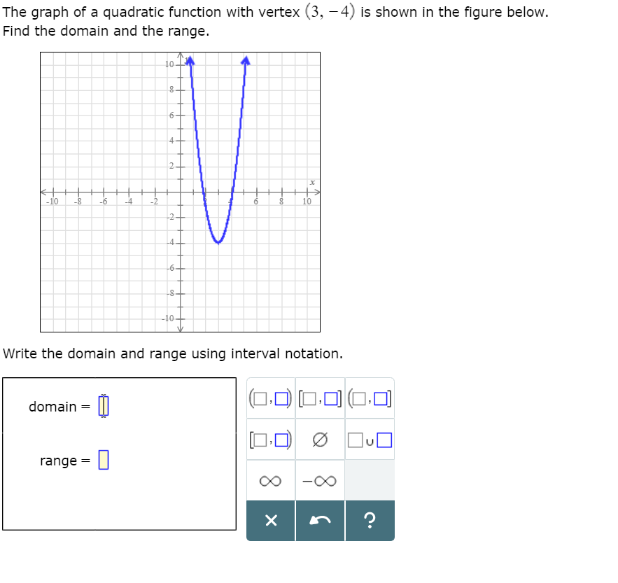 Solved The graph of a quadratic function with vertex (3, -4) | Chegg.com