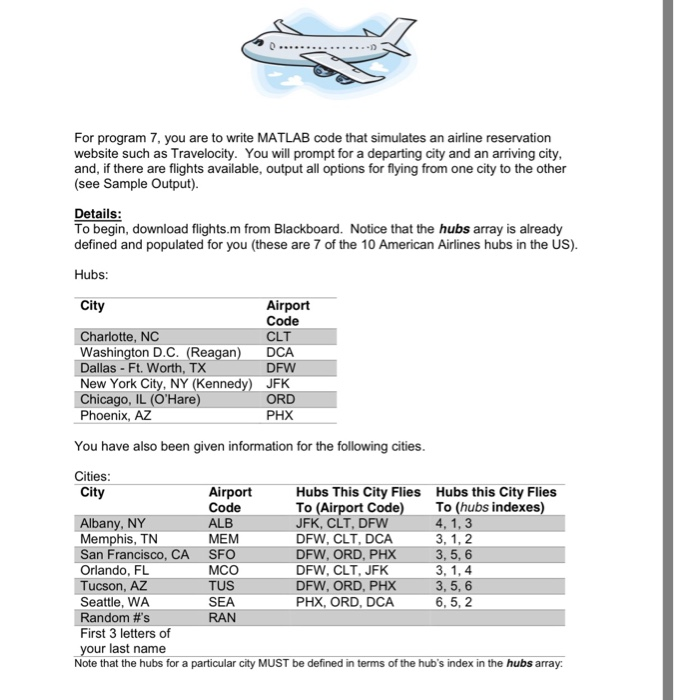 Matlab Goodbye World Code Example For program 7, you are to write MATLAB code that | Chegg.com