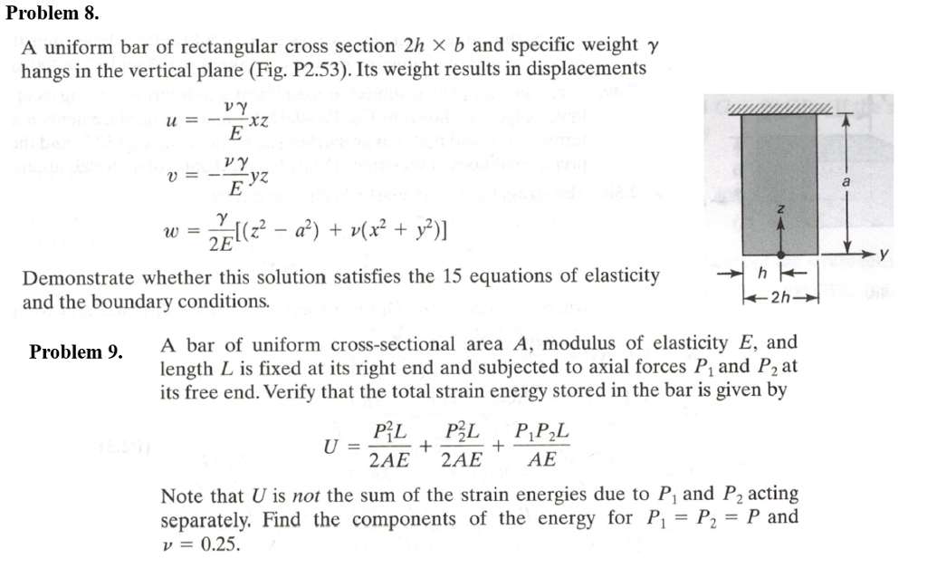 Solved Problem 8. A uniform bar of rectangular cross section | Chegg.com
