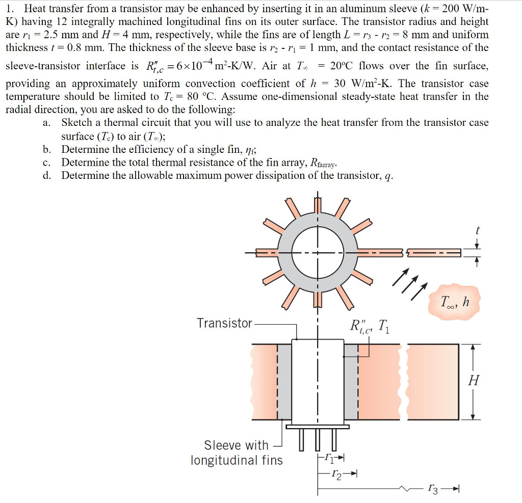 Solved 1, Heat transfer from a transistor may be enhanced by