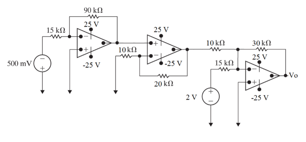 Solved 500 mV 15 km 90 km MM 25 V 25 V 10 km 25 V 25 V 20 2 | Chegg.com