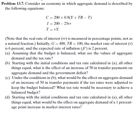 solved inflation willselect one:a. decrease... Problem 13.7. Consider an economy in which aggregate | Chegg.com