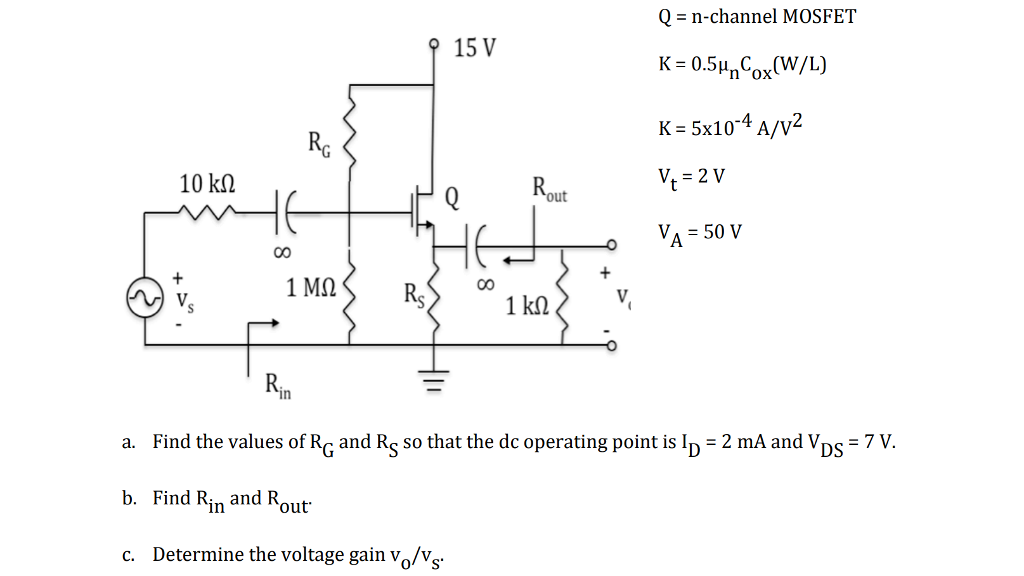 Solved Q = nchannel MOSFET K5x104 A/V2 10 ㏀ out in DS b.