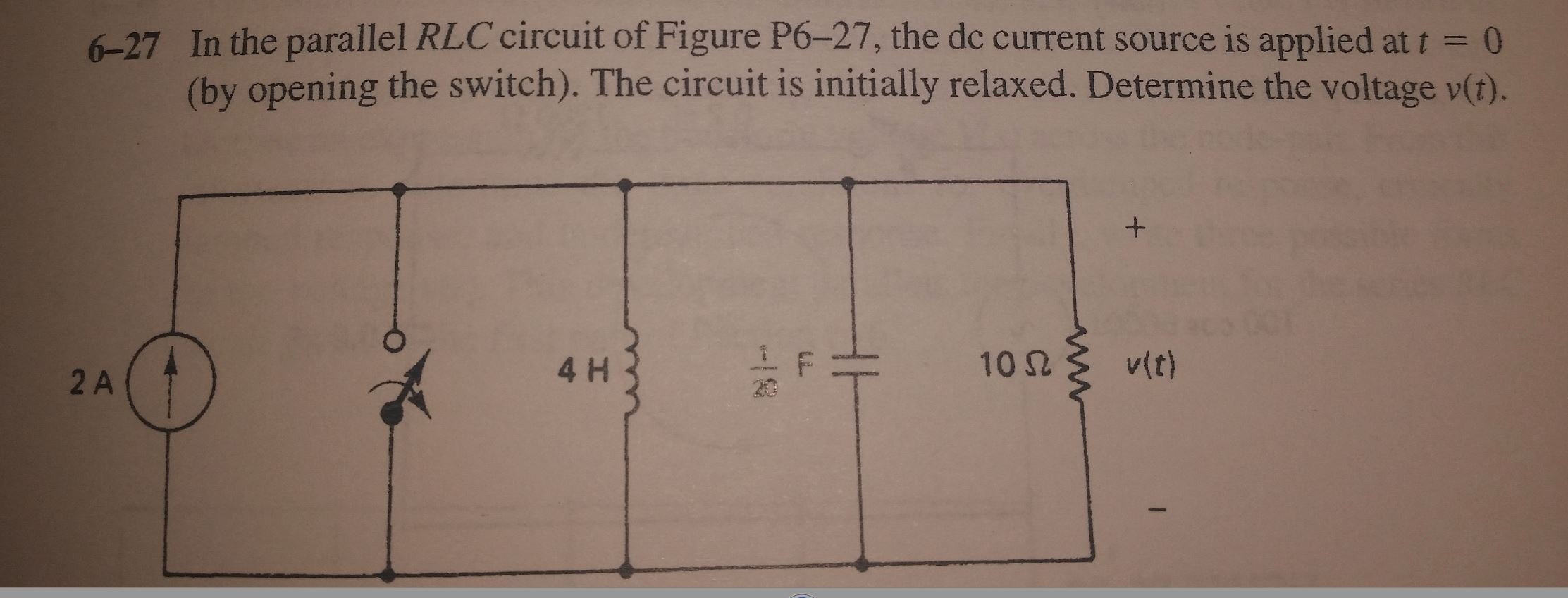 In the parallel RLC circuit of Figure P6-27, the dc | Chegg.com