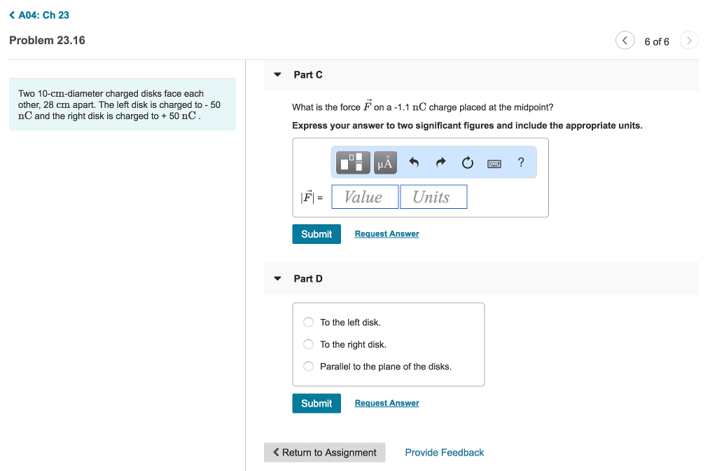 Solved A04: Ch 23 Problem 23.16 ? 6016 ? Part A Two | Chegg.com