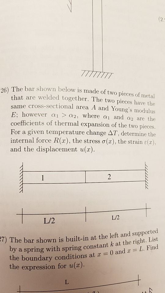 Solved The bar shown below is made of two pieces of metal | Chegg.com