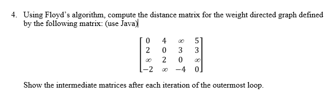 Solved Using Floyd's algorithm, compute the distance matrix | Chegg.com