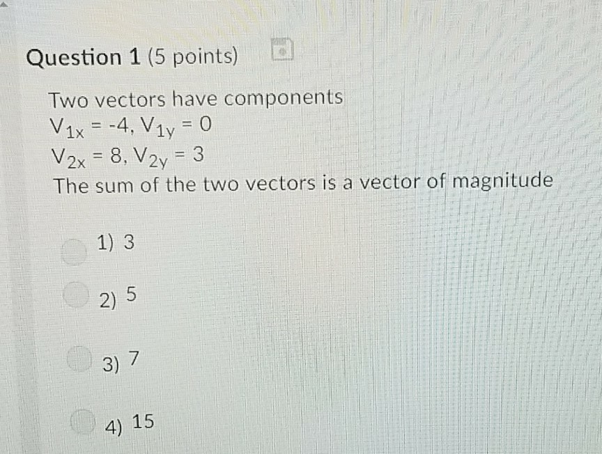 Solved Two vectors have components V_1x = -4,V_1y = 0 V_2x | Chegg.com