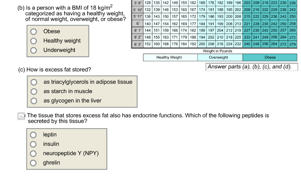 Solved Weight The Body Mass Index (BMI) Is A Measure Of Body | Chegg.com