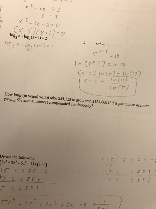 Solved Log 3x - Log 3(x - 1) = 2 5^x - 2 = 10 How Long(in 