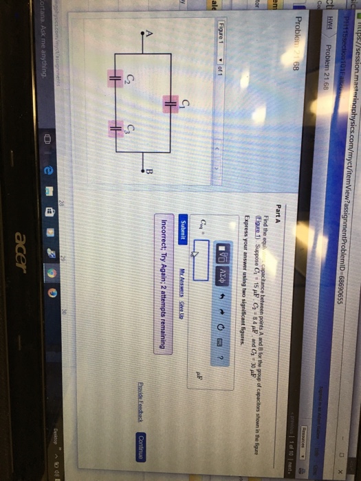 Solved Find The Equivalent Capacitance Between Points A And | Chegg.com