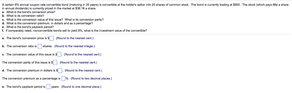 Solved A Certain 6% Annual Coupon Rate Convertible Bond 