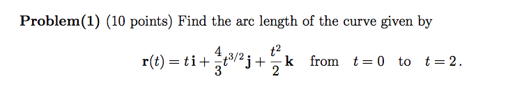 Solved Problem(1) (10 points) Find the arc length of the | Chegg.com