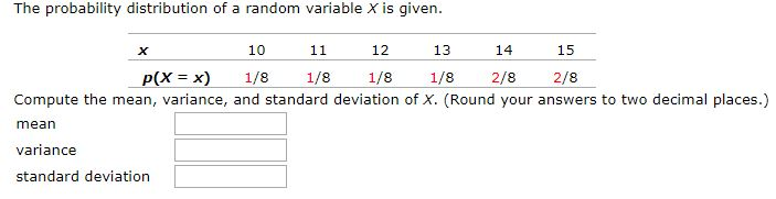 Solved The probability distribution of a random variable X | Chegg.com