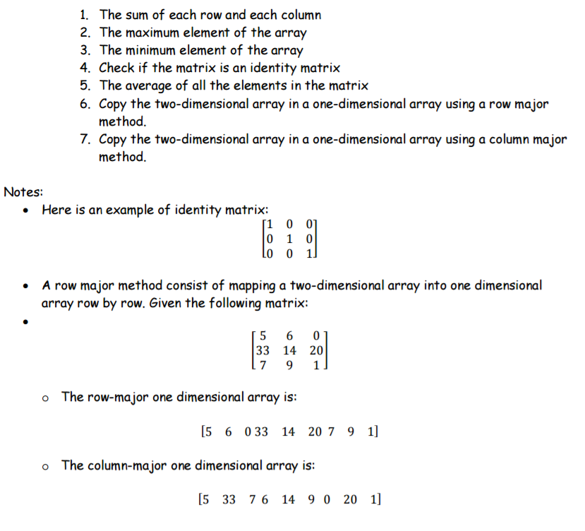 Solved the question is to write a C program that takes a 2d