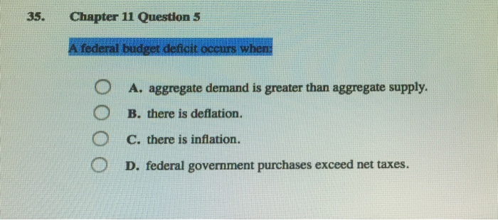 Solved A Federal Budget Deficit Occurs When: Aggregate | Chegg.com