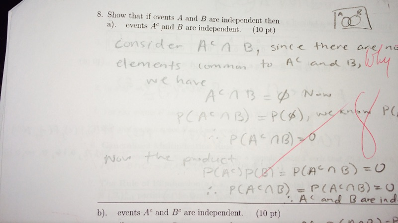 Solved 8. Show That If Events A And B Are Independent Then | Chegg.com