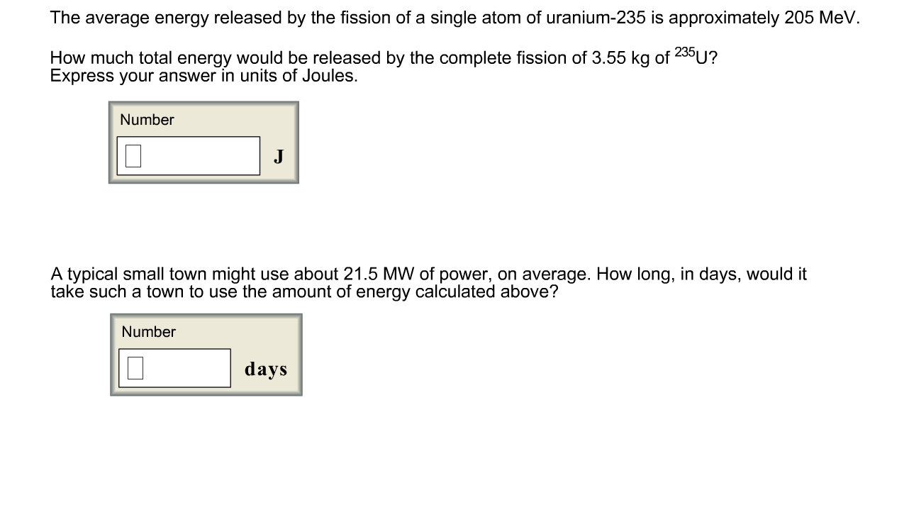 Solved The Average Energy Released By The Fission Of A | Chegg.com