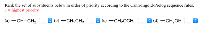 Solved Rank the set of substituents below in order of | Chegg.com