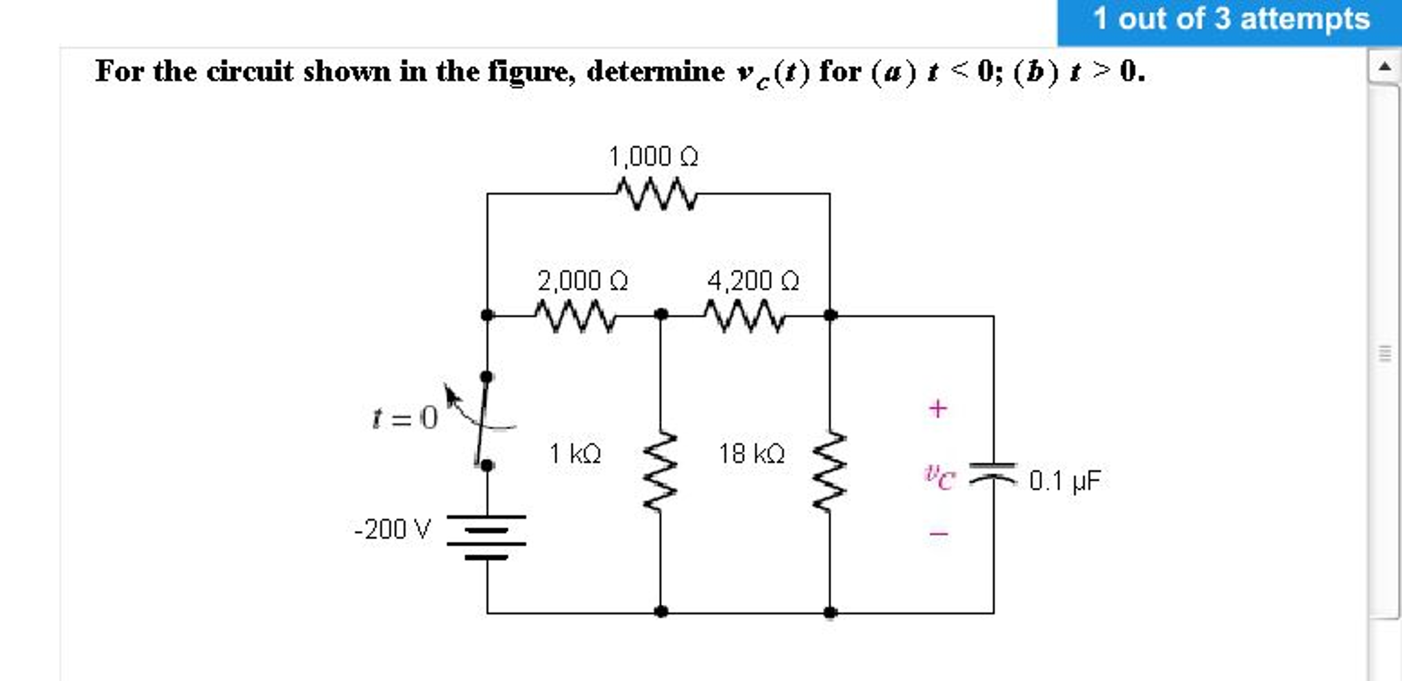 Solved For the circuit shown in the figure determine vc(t) | Chegg.com