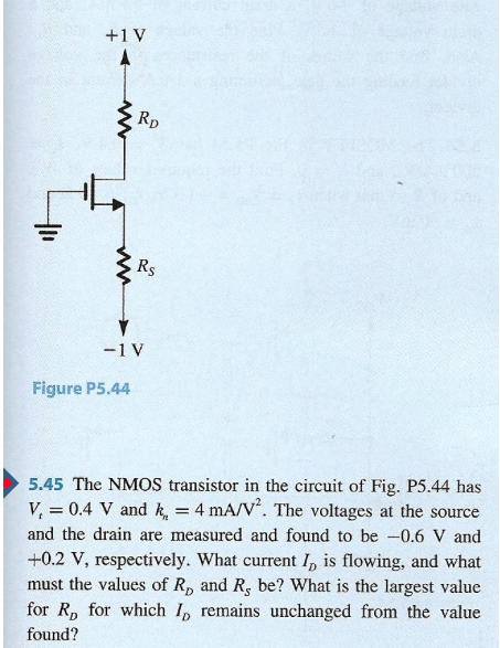 Solved 5.45 The NMOS transistor in the circuit of Fig. | Chegg.com