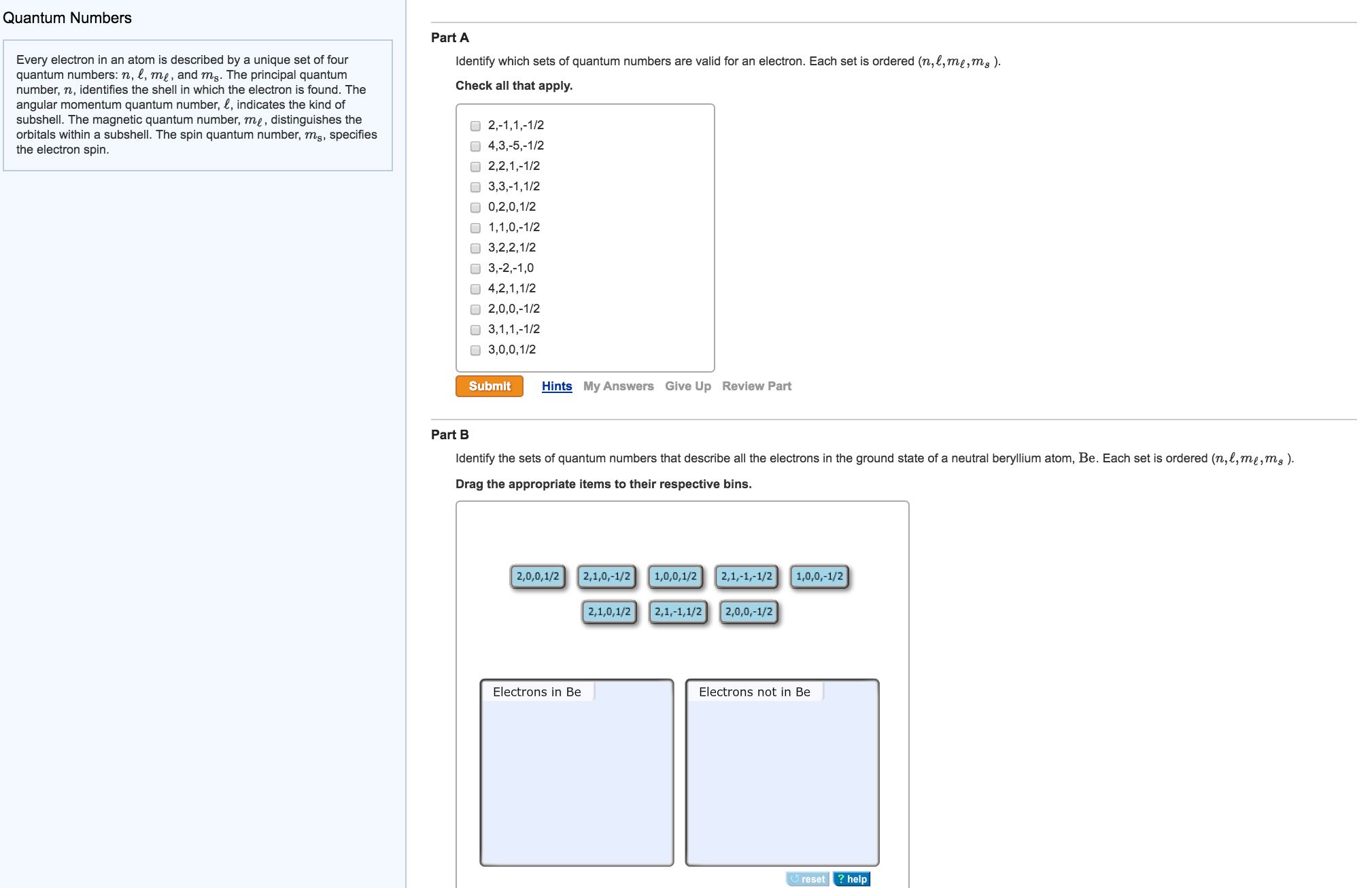 Solved Every electron in an atom is described by a unique | Chegg.com
