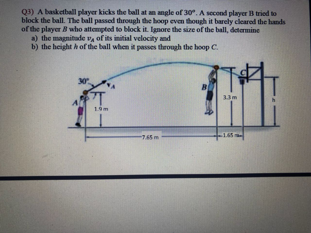 Solved Q3) A basketball player kicks the ball at an angle of